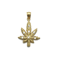 Marijuana Leaf CZ Pendant (14K) front - Popular Jewelry - New York