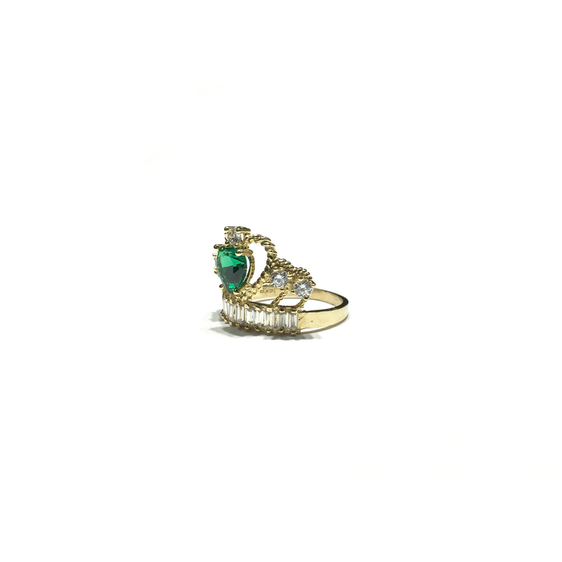 May Birthstone Braided Heart Crown CZ Ring (14K) side - Popular Jewelry - New York