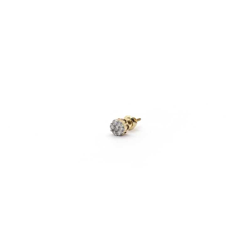 Mini Honeycomb Cluster Diamond Stud Earring yellow (14K) side - Popular Jewelry - New York