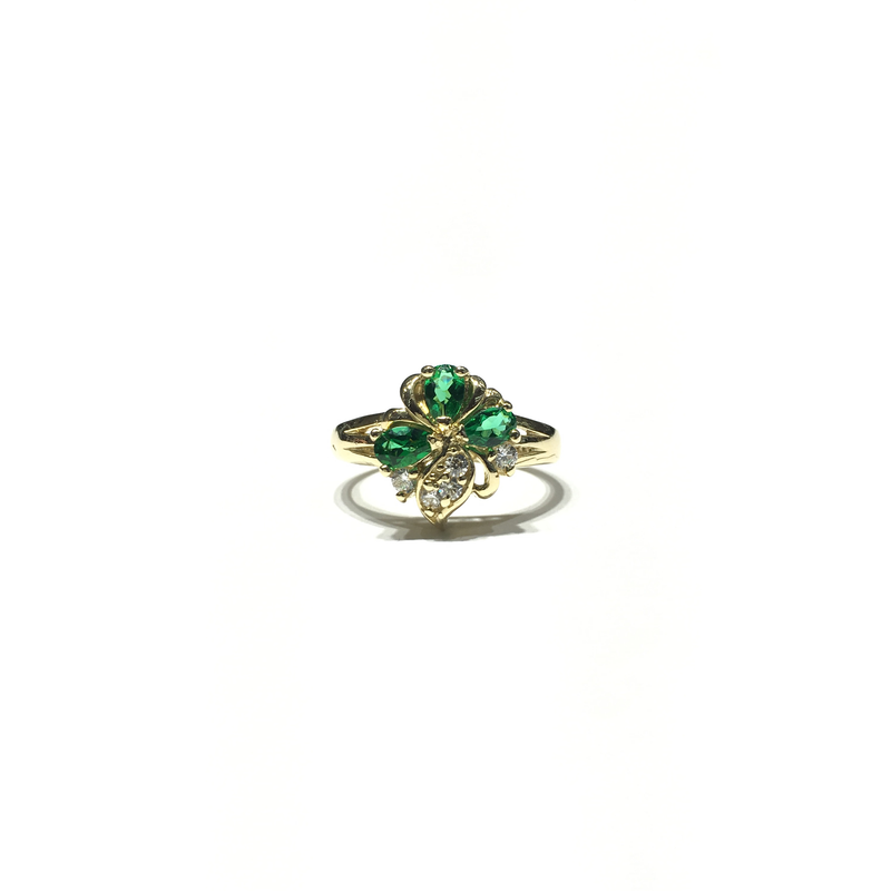 Orchid Dark Green CZ Ring (14K) front - Popular Jewelry - New York