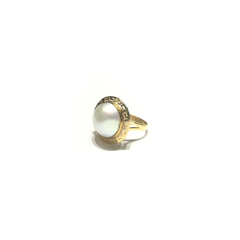 Pearl Greek Ring (14K) side - Popular Jewelry - New York