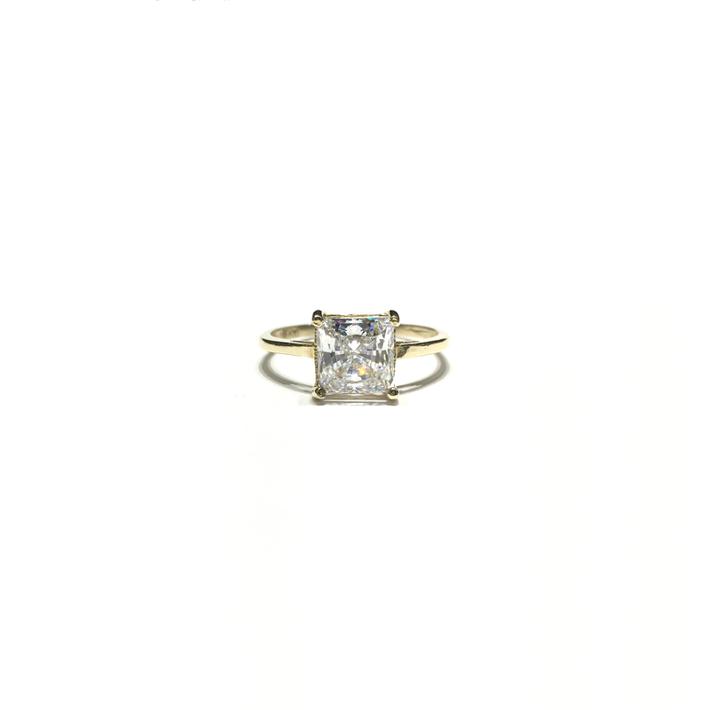 Princess CZ Solitaire Ring front - Popular Jewelry - New York