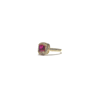 Princess Red CZ Cushion Halo Ring (14K) side - Popular Jewelry - New York