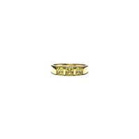 Princess Triple Stone Yellow CZ Ring (14K) front - Popular Jewelry - New York