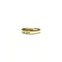 Princess Triple Stone Yellow CZ Ring (14K) side - Popular Jewelry - New York