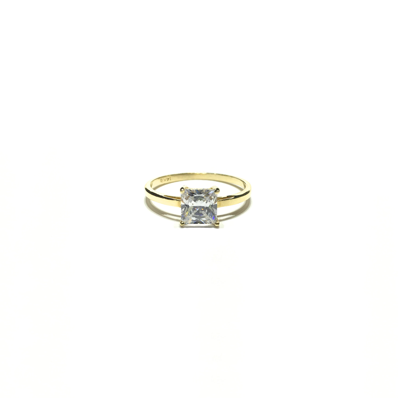Princess White CZ Solitaire Ring (14K) front - Popular Jewelry - New York