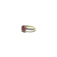 Red Round CZ Halo Ring (14K) side - Popular Jewelry - New York