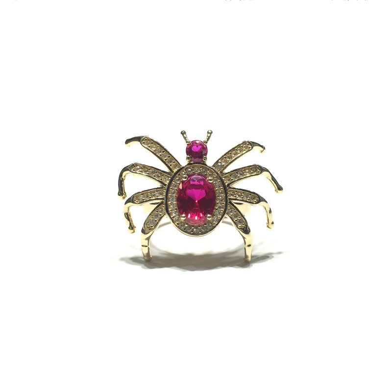 Red Spider CZ Ring (14K) front - Popular Jewelry - New York