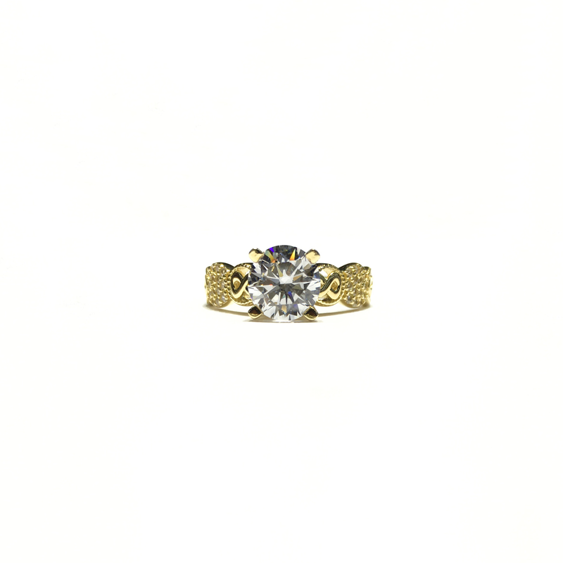 Round CZ Cluster and Figure 8 Ring (14K) front - Popular Jewelry - New York