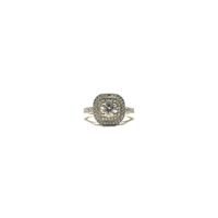Round CZ Double Halo Ring (14K) front - Popular Jewelry - New York