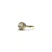 Round CZ Flower Halo Ring (14K) side - Popular Jewelry - New York