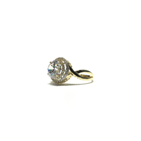 Round CZ Halo Plain Entwine Ring (14K) side - Popular Jewelry - New York