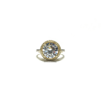 Round CZ Halo Ring (14K) front - Popular Jewelry - New York