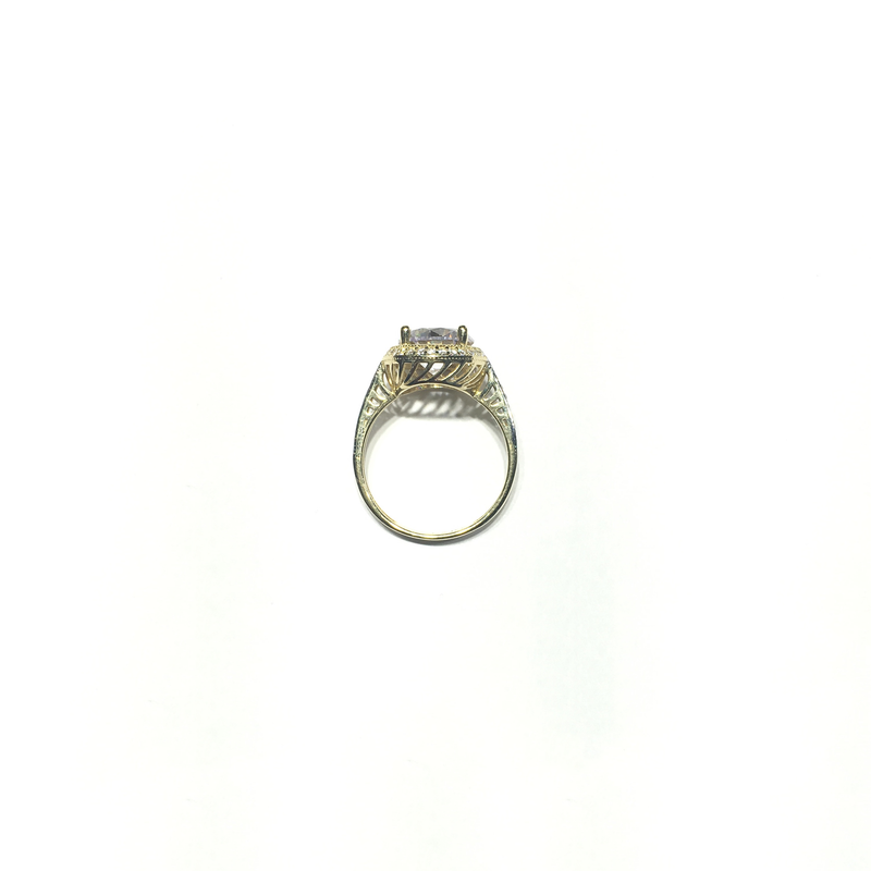 Round CZ Halo Ring (14K) setting - Popular Jewelry - New York