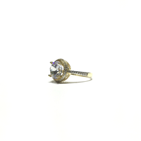 Round CZ Halo Ring (14K) side - Popular Jewelry - New York