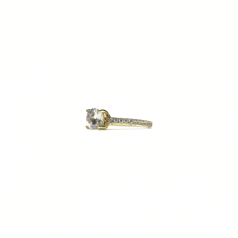 Round CZ Scalloped Pavé Ring (14K) side 1 - Popular Jewelry - New York