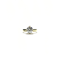 Round CZ Solitaire Plain Ring (14K) front - Popular Jewelry - New York