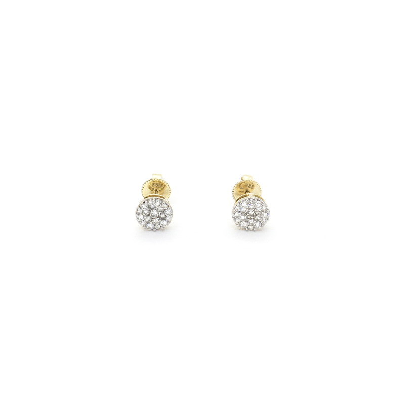 Round Diamond Flat Cluster Stud Earrings (14K) front - Popular Jewelry - New York