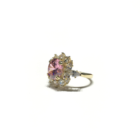 Round Light Pink CZ Sunburst Statement Ring (14K) side - Popular Jewelry - New York