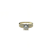Round CZ Channel Ring (14K) front - Popular Jewelry - New York