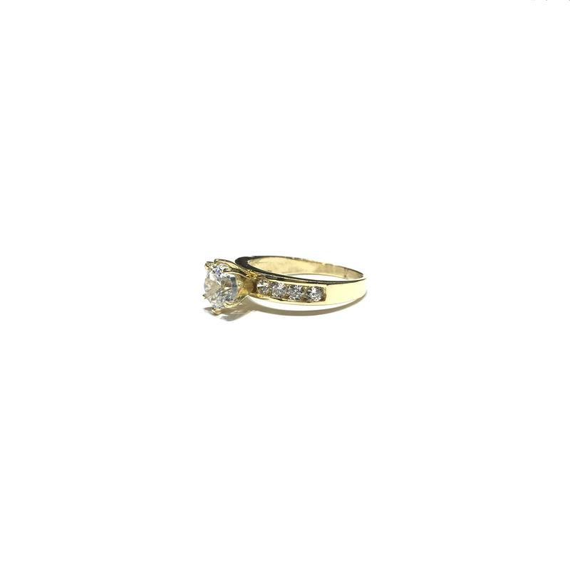 Round CZ Channel Ring (14K) side - Popular Jewelry - New York