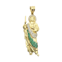 Saint Jude CZ Obesek velik (14K) spredaj - Popular Jewelry - New York