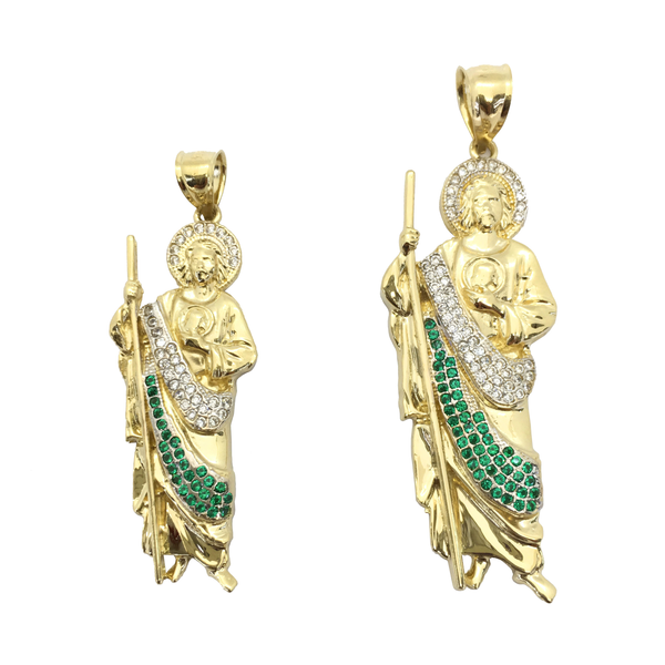 Saint Jude CZ Pendant (14K) front - Popular Jewelry - New York