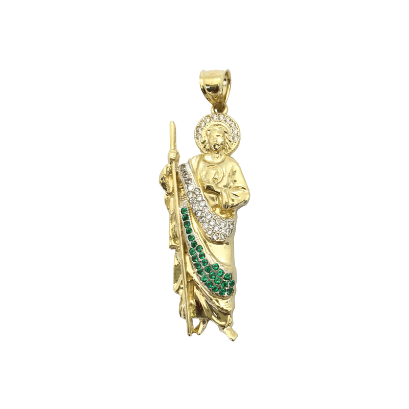 Saint Jude CZ Pendant small (14K) front - Popular Jewelry - New York