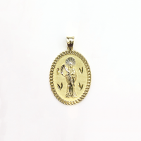 Santa Muerte ovāla medaljona kulons (14K) priekšā - Popular Jewelry - Ņujorka