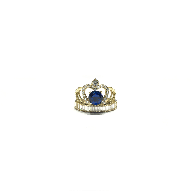 September Birthstone Crown CZ Ring (14K) front - Popular Jewelry - New York