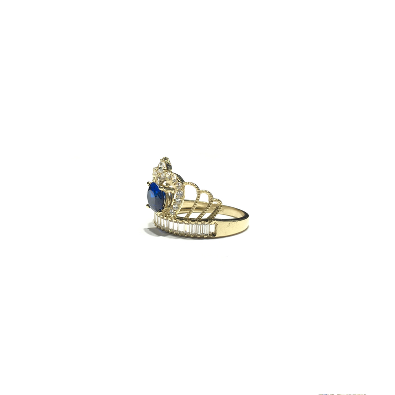 September Birthstone Crown CZ Ring (14K) side - Popular Jewelry - New York
