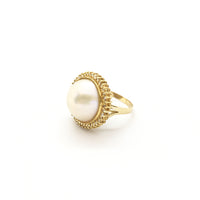 Solitaire Pearl Diamond Halo Ring (14K) side - Popular Jewelry - New York
