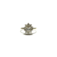 Sunburst Oval CZ Halo Ring (14K) front - Popular Jewelry - New York
