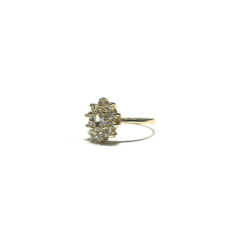 Sunburst Oval CZ Halo Ring (14K) side - Popular Jewelry - New York