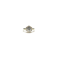 Sunburst Dəyirmi CZ Halo Ring (14K) ön - Popular Jewelry - Nyu-York