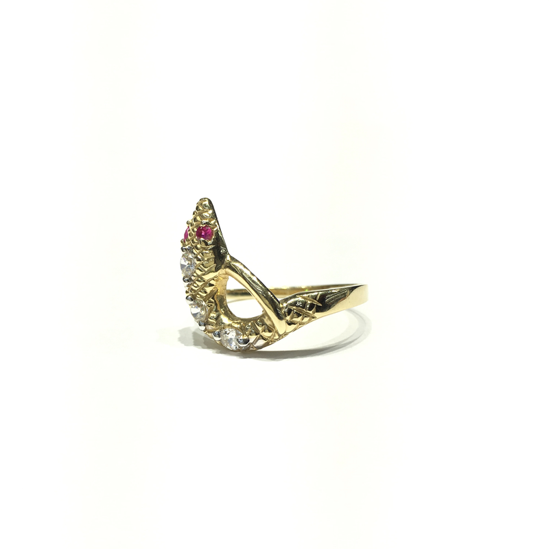 Textured Snake CZ Ring (14K) side - Popular Jewelry - New York