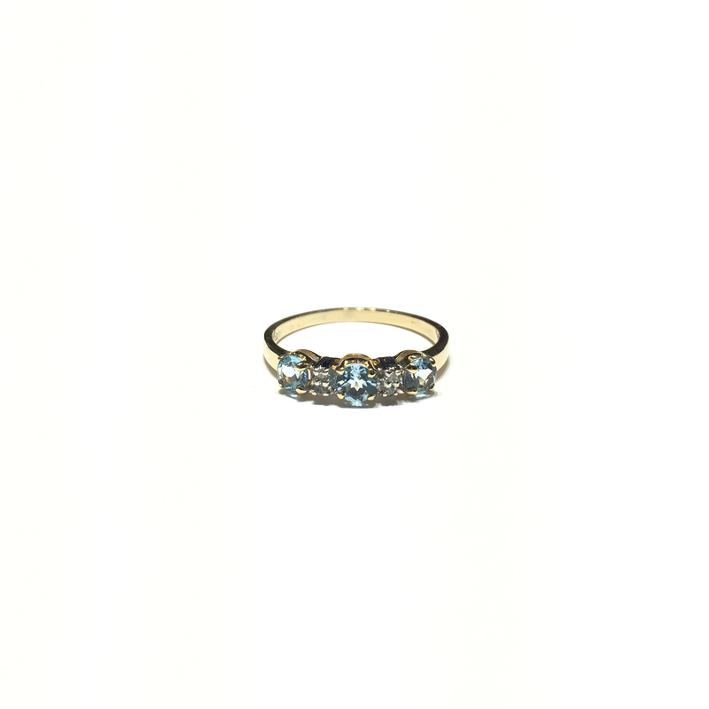 Triple Gemstone Pattern CZ Ring (14K) front - Popular Jewelry - New York