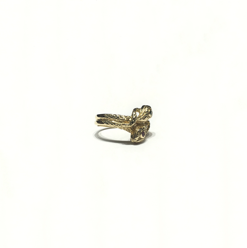 Twin Snakes CZ Ring (14K) side - Popular Jewelry - New York