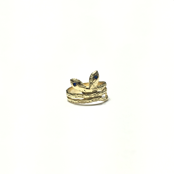 Two Headed Snake CZ Ring (14K) front - Popular Jewelry - New York