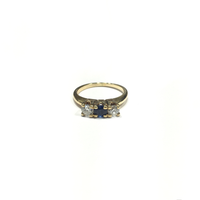 Vintage Cross Sapphire and Diamond Ring (14K) front - Popular Jewelry - New York