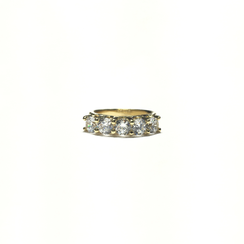 White CZ Five Stone Ring (14K) front - Popular Jewelry - New York