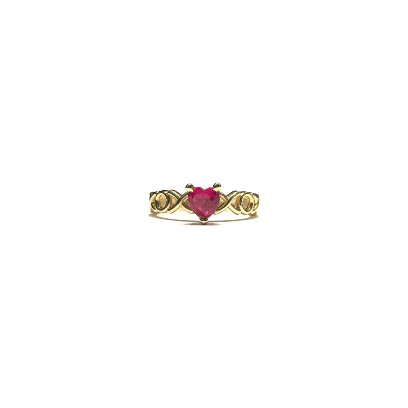 XOX Pink Red Heart CZ Ring (14K) front - Popular Jewelry - New York