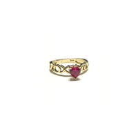 XOX Pink Red Heart CZ Ring (14K) side - Popular Jewelry - New York