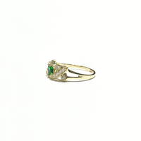 X Bordered Dark Green Heart CZ Ring (14K) side - Popular Jewelry - New York