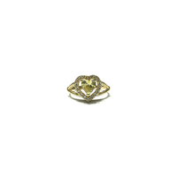Yellow Heart CZ Braided Halo Ring (14K) front - Popular Jewelry - New York