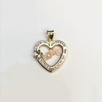 LOVE Heart Frame CZ Pendant (14K) front - Popular Jewelry - New York