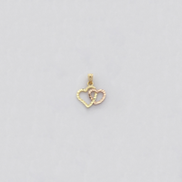 Dvi širdelės, amžinai deimantu supjaustytas pakabukas (14K) - Popular Jewelry
