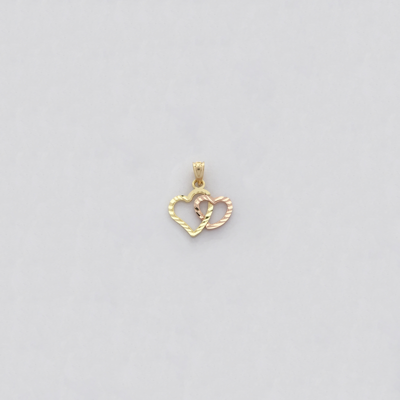 Two Hearts Forever Diamond Cut Pendant (14K) - Popular Jewelry