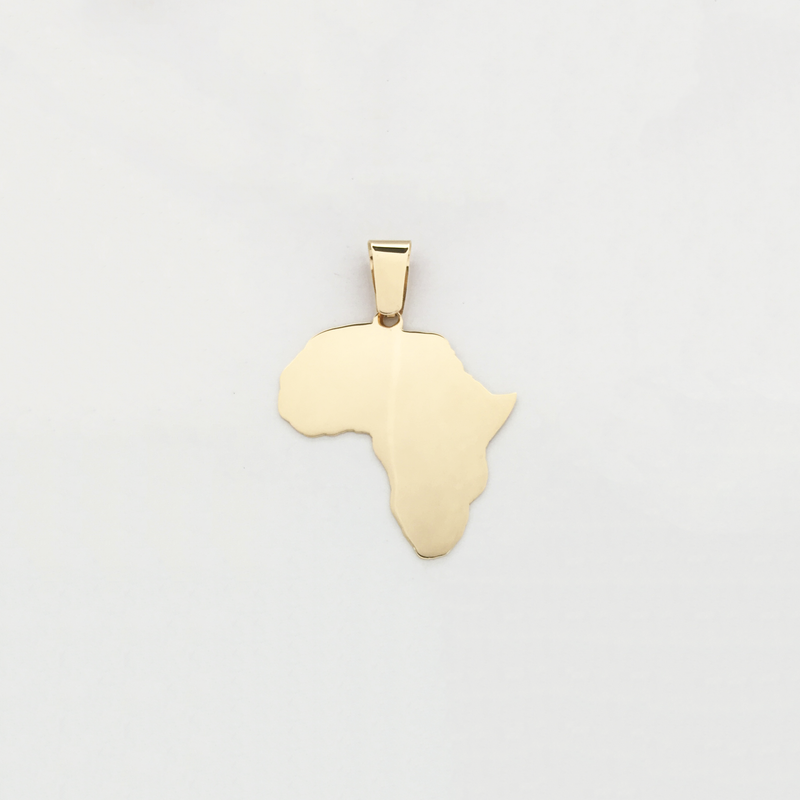 Africa Map Plain Pendant (14K) front - Popular Jewelry - New York