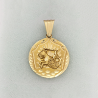 Pendent de medalló de tall diamant de signe de Capricorn (14K) - Popular Jewelry